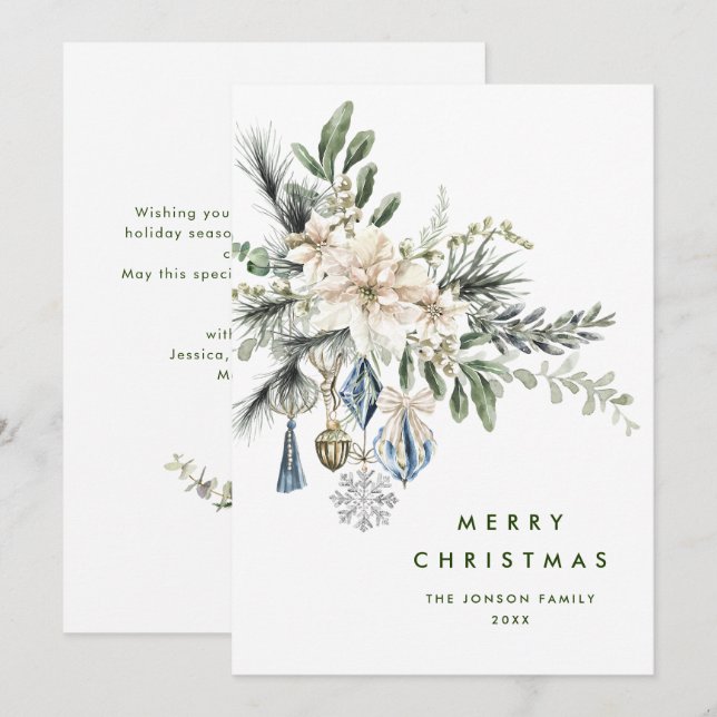 Cartes Pour Fêtes Annuelles Composition minimaliste neutre de Noël de Boho (Devant / Derrière)