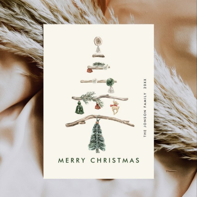 Cartes Pour Fêtes Annuelles Composition minimaliste neutre de Noël de Boho (Créateur téléchargé)