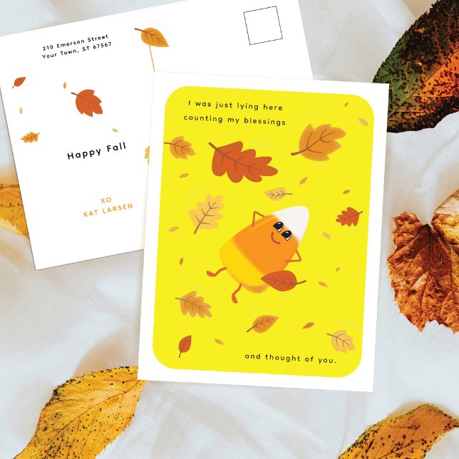 Cartes Pour Fêtes Annuelles Compter mes bénédictions | Bonbons Jaune Chute de  (Créateur téléchargé)