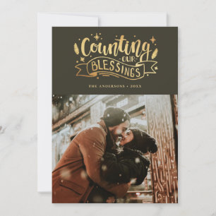 Cartes Pour Fêtes Annuelles Compter nos bénédictions. Script religieux de Noël