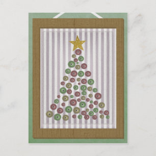 Cartes Pour Fêtes Annuelles Comté de Christmas Button Tree Frame Greeting