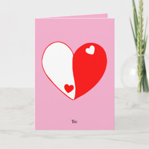 Cartes Pour Fêtes Annuelles Conception d'amour du cœur Yin Yang – Équilibre &