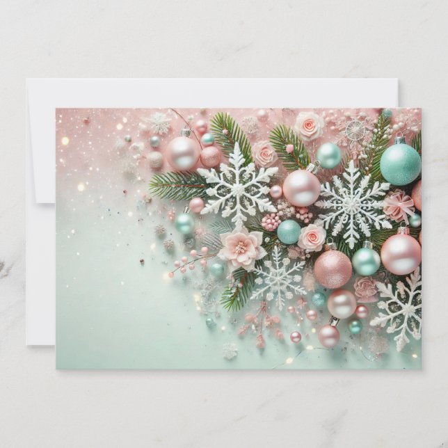 Cartes Pour Fêtes Annuelles Conception de Noël au pastel pailleté avec décorat (Devant)