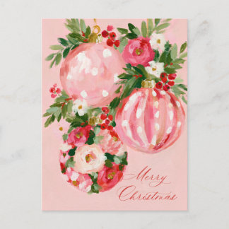 Cartes Pour Fêtes Annuelles Conception de Noël florale lumineuse rose, rouge e