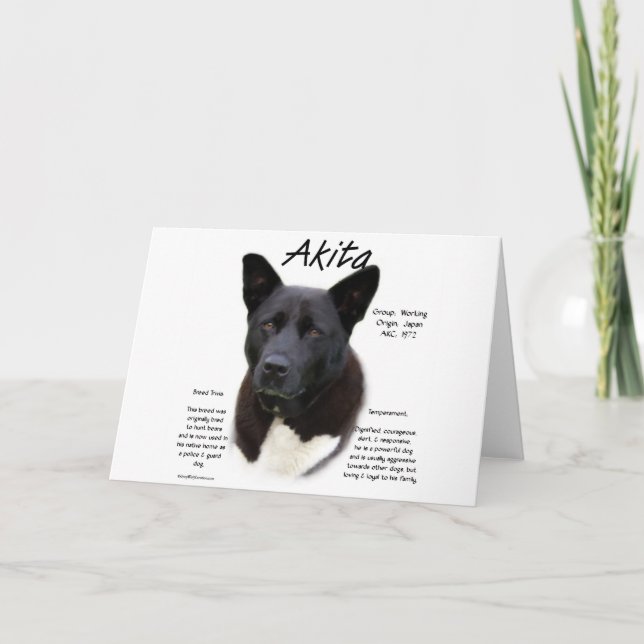 Cartes Pour Fêtes Annuelles Conception d'histoire d'Akita (noir) (Devant)