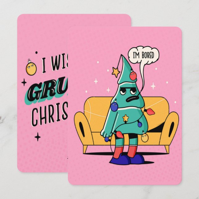 CARTES POUR FÊTES ANNUELLES CONCEPTION D'ILLUSTRATION DE NOËL GRINCHEUX (Devant / Derrière)
