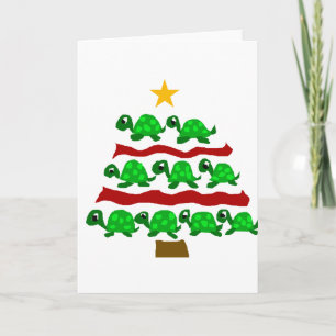 Cartes Pour Fêtes Annuelles Conception drôle d'arbre de Noël d'art de tortue