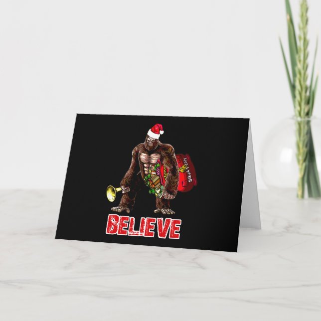 Cartes Pour Fêtes Annuelles Conception drôle de Noël de Sasquatch le père noël (Devant)