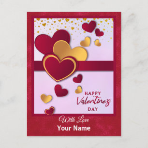 Cartes Pour Fêtes Annuelles Conception élégante de coeurs rouges et dorés pour