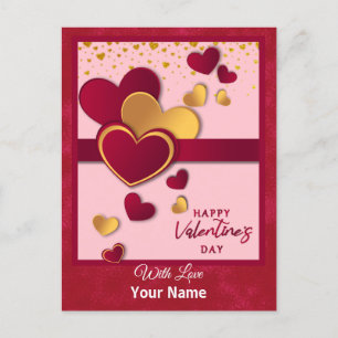 Cartes Pour Fêtes Annuelles Conception élégante de coeurs rouges et dorés pour