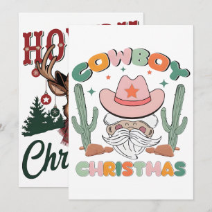 Cartes Pour Fêtes Annuelles Conception PNG Noël Western Rodeo Santa Cowboy