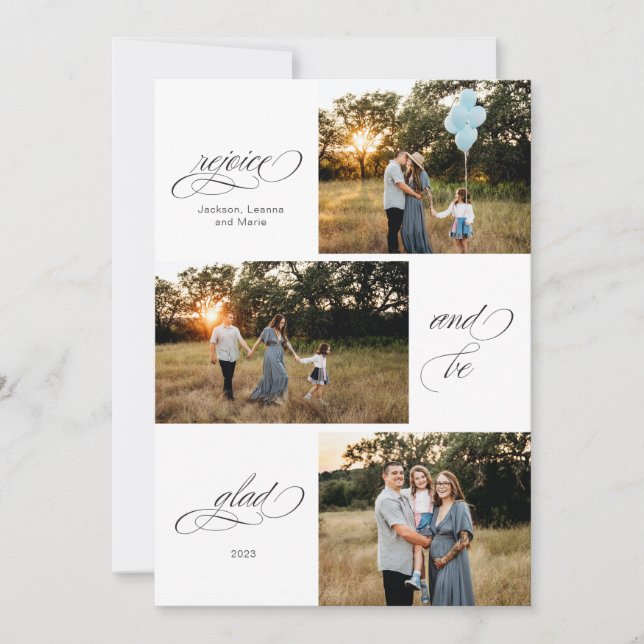 Cartes Pour Fêtes Annuelles Concevez trois photos de réjouissance et de joie (Devant)