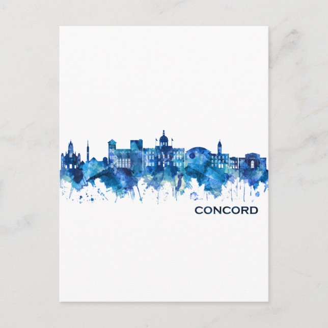Cartes Pour Fêtes Annuelles Concord New Hampshire Skyline Blue (Devant)
