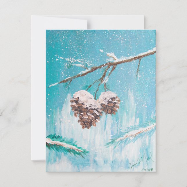 Cartes Pour Fêtes Annuelles Cônes de pin d'hiver (Devant)