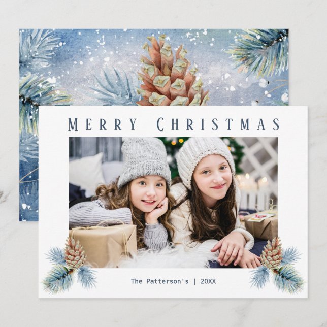 Cartes Pour Fêtes Annuelles Cônes de pin d'hiver (Devant / Derrière)