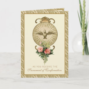 Cartes Pour Fêtes Annuelles Confirmation du sacrement Pêche religieuse Rose Fê