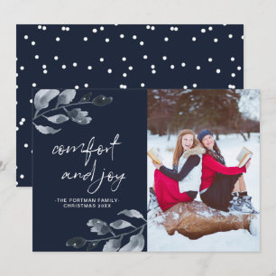 Cartes Pour Fêtes Annuelles Confort de Noël et joie photo botanique