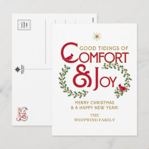 Cartes Pour Fêtes Annuelles Confort et Joie Joyeux Noël Holly