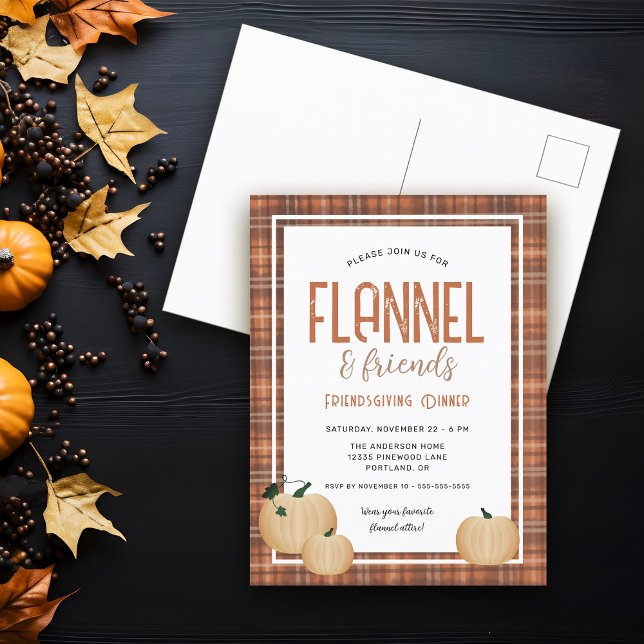 Cartes Pour Fêtes Annuelles Confortable Flannel et amis Dîner d'action (Créateur téléchargé)