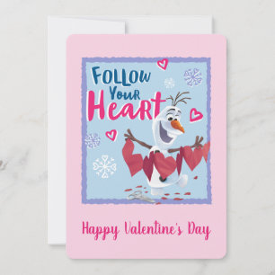 Cartes Pour Fêtes Annuelles Congelé - Olaf   Suivez votre coeur Valentine