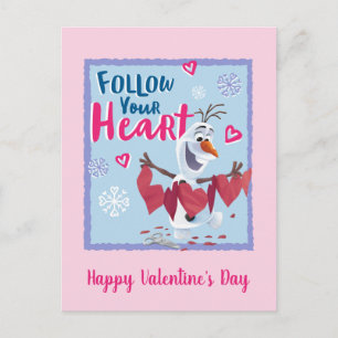 Cartes Pour Fêtes Annuelles Congelé - Olaf   Suivez votre coeur Valentine