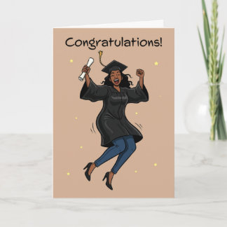 Cartes Pour Fêtes Annuelles Congratulations Graduate Jumping African Woman