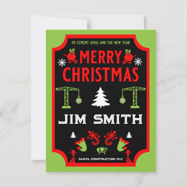 Cartes Pour Fêtes Annuelles Construction de bâtiments Noël (Devant)