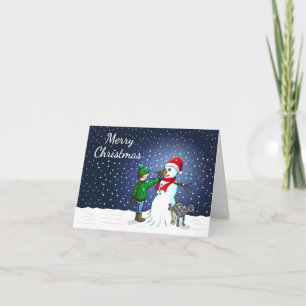Cartes Pour Fêtes Annuelles Construction de bonhomme de neige