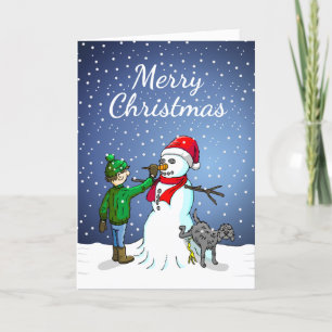 Cartes Pour Fêtes Annuelles Construction d'un bonhomme de neige