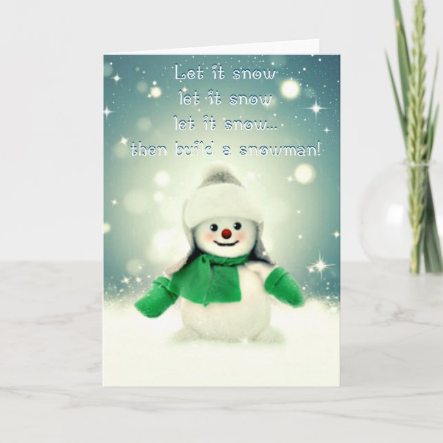 Cartes Pour Fêtes Annuelles Construisez un Noël de bonhomme de neige (Devant)