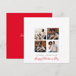 Cartes Pour Fêtes Annuelles Contemporain 4 photo collage Custom Red Valentine