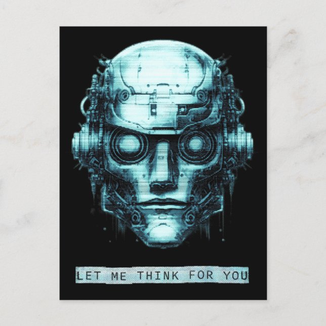 Cartes Pour Fêtes Annuelles Contrôle de l'esprit Cyberpunk Robot Blue Grunge (Devant)