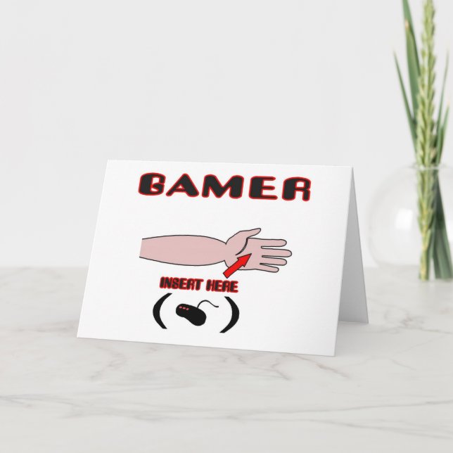 Cartes Pour Fêtes Annuelles Contrôleur d'insertion de gamer ici (Devant)