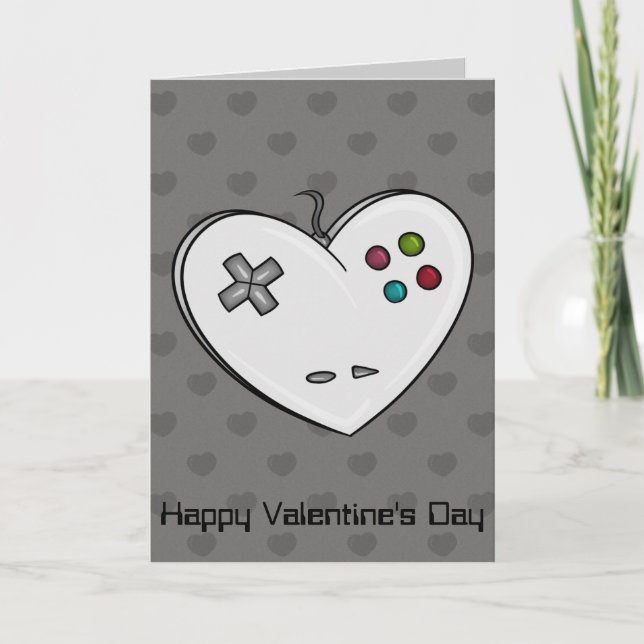 Cartes Pour Fêtes Annuelles Contrôleur Heart Gamer Valentine (Devant)