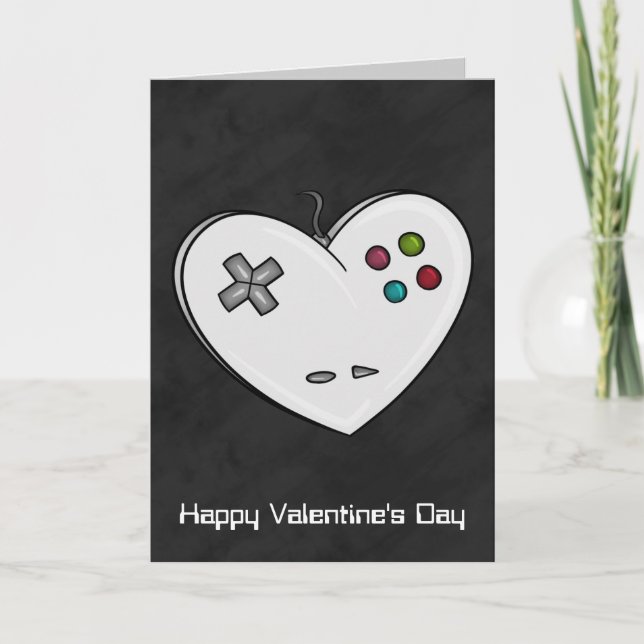 Cartes Pour Fêtes Annuelles Contrôleur Heart Gamer Valentine (Devant)