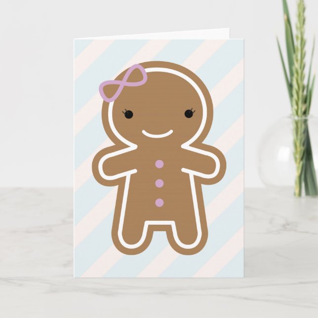 Cartes Pour Fêtes Annuelles Cookie Cute Kawaii Gingerbread Girl (Devant)