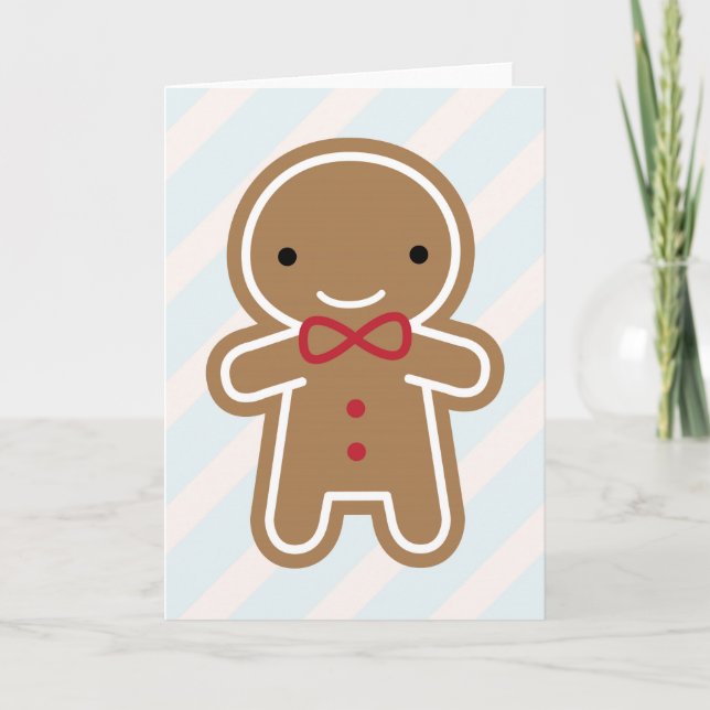 Cartes Pour Fêtes Annuelles Cookie Cute Kawaii Homme en pain d'épices (Devant)
