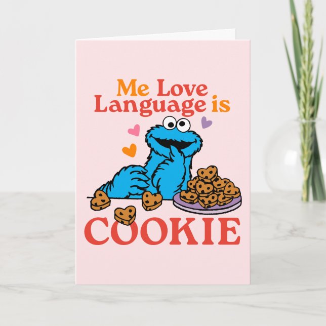 Cartes Pour Fêtes Annuelles Cookie Monster | Citation de la Saint Valentin (Devant)