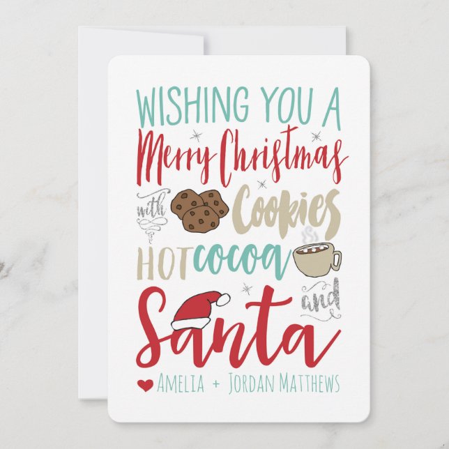 Cartes Pour Fêtes Annuelles Cookies, cacao et Père Noël Christmas Card (Devant)