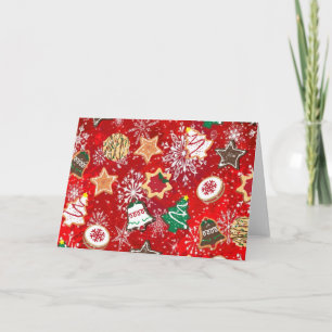 Cartes Pour Fêtes Annuelles Cookies de Noël et flocons de neige en rouge