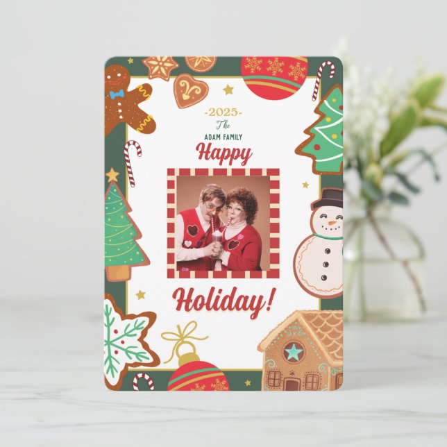 Cartes Pour Fêtes Annuelles Cookies de Noël Photo Holiday Card (Debout devant)