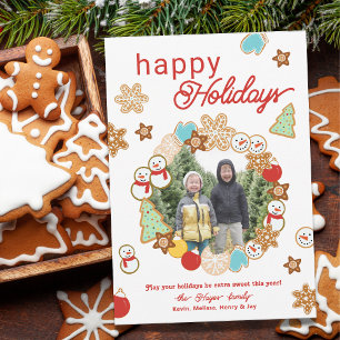 Cartes Pour Fêtes Annuelles Cookies de Noël Photo Wreath Joyeuses Fêtes