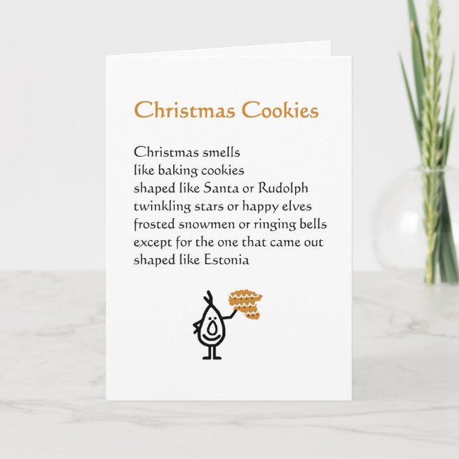 Cartes Pour Fêtes Annuelles Cookies de Noël - un poème de Noël amusant (Devant)