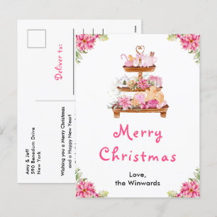Cartes Pour Fêtes Annuelles Cookies de vacances et cacao rose joyeux Noël