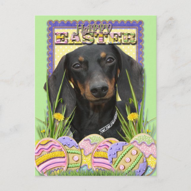 Cartes Pour Fêtes Annuelles Cookies d'oeufs de Pâques - Dachshund (Devant)