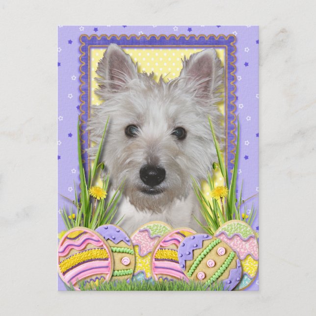 Cartes Pour Fêtes Annuelles Cookies d'oeufs de Pâques - West Highland Terrier  (Devant)