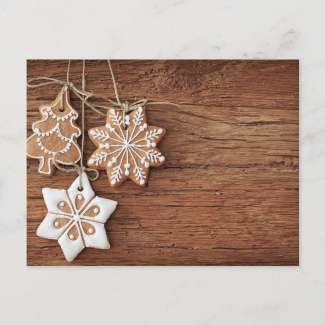 Cartes Pour Fêtes Annuelles Cookies en pain d'épices accrochés au-dessus du bo (Devant)