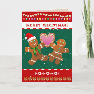 Cartes Pour Fêtes Annuelles Cookies en pain d'épices tenant un cœur