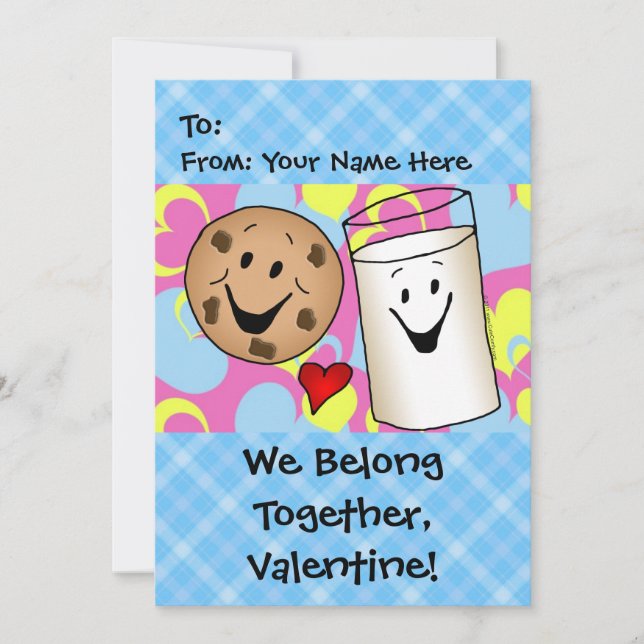 Cartes Pour Fêtes Annuelles Cookies et lait Valentine (Devant)
