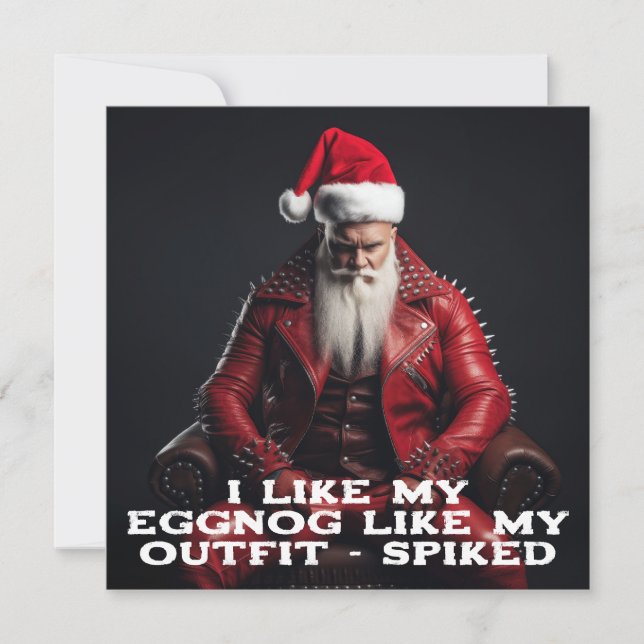 Cartes Pour Fêtes Annuelles Cool Badass Père Noël - Eggnog Spiked (Devant)